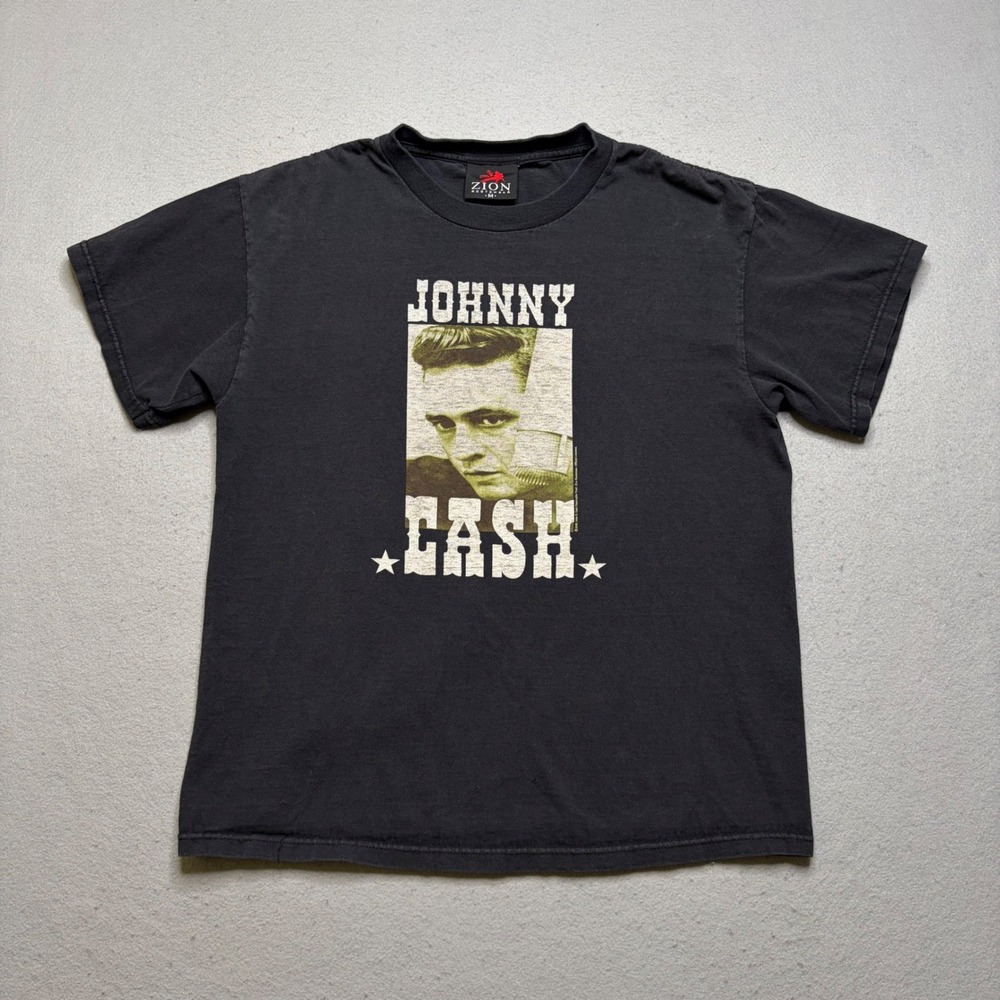 Zion Rootswear T-Shirt Mens M Black Johnny Cash 2004 Licensed Graphic Tee